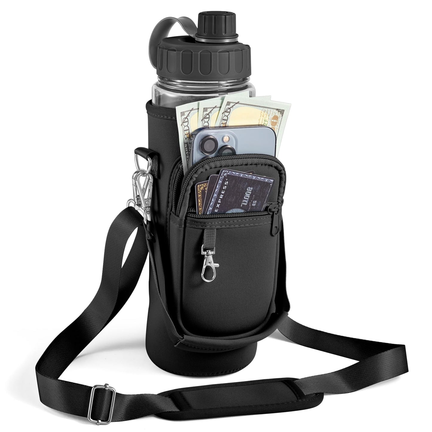 Hydration Carry Sling - Adjustable Water Bottle Holder with Storage Pocket