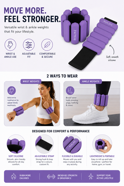 Adjustable Wrist & Ankle Weights - Purple