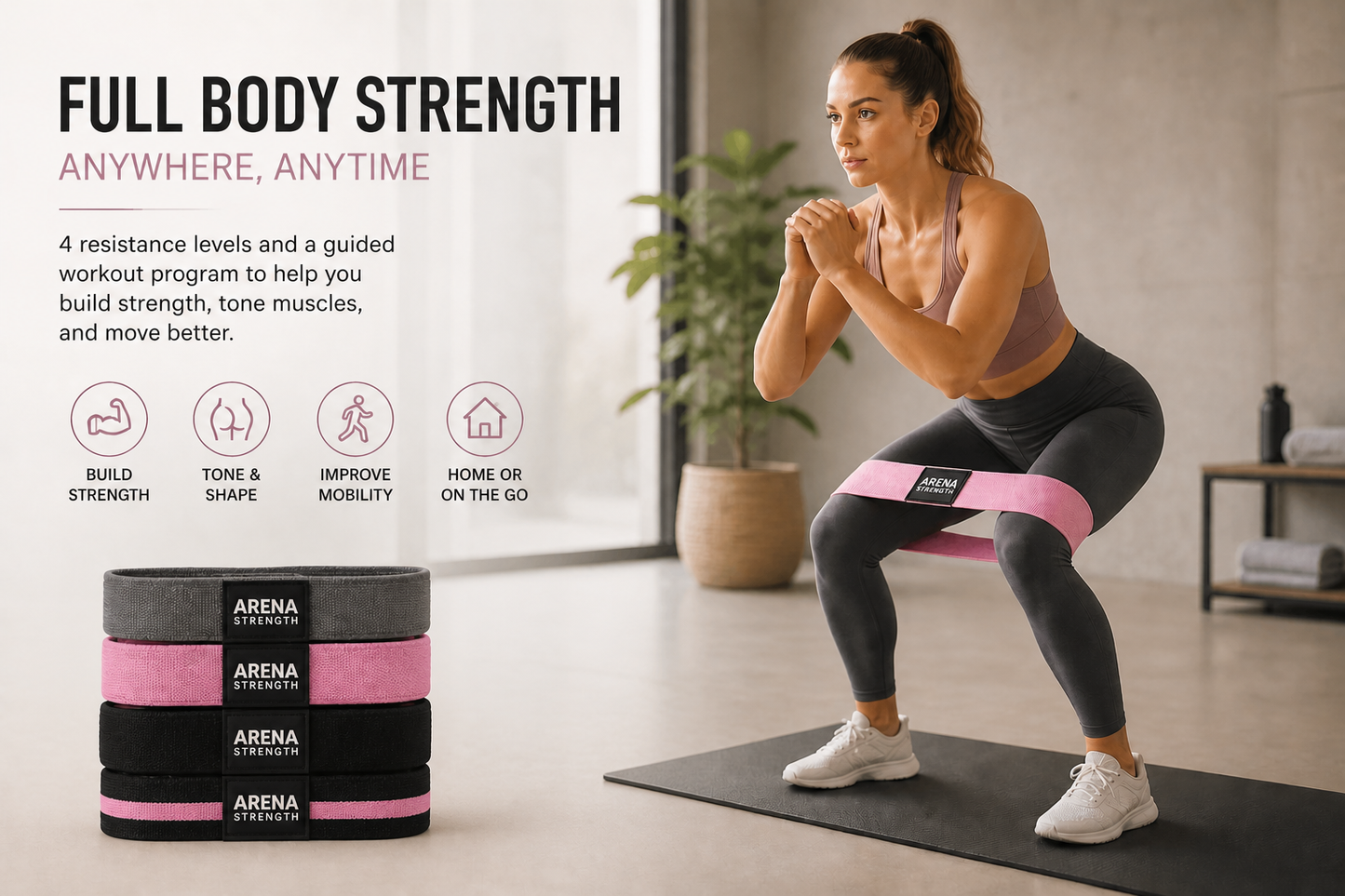 Caelora Full Body Resistance Band System (4 Levels + Workout Guide)