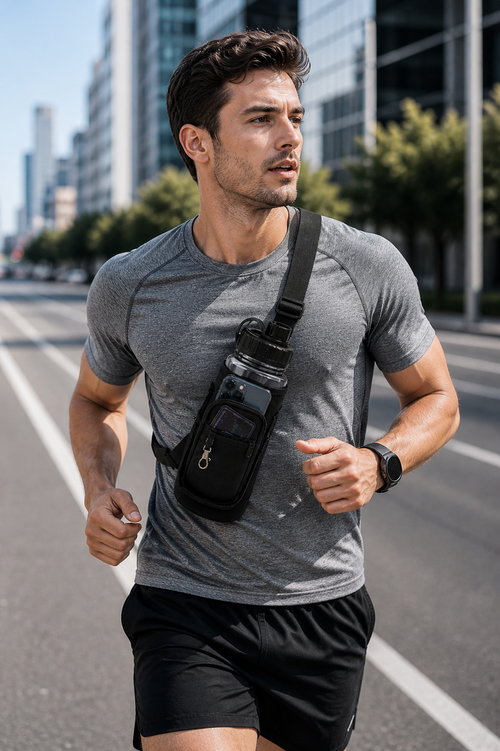 Hydration Carry Sling - Adjustable Water Bottle Holder with Storage Pocket
