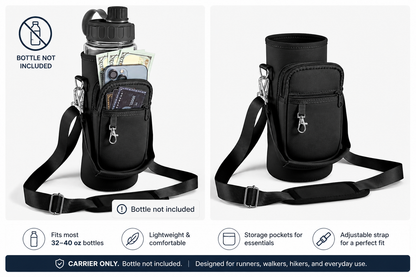 Hydration Carry Sling - Adjustable Water Bottle Holder with Storage Pocket